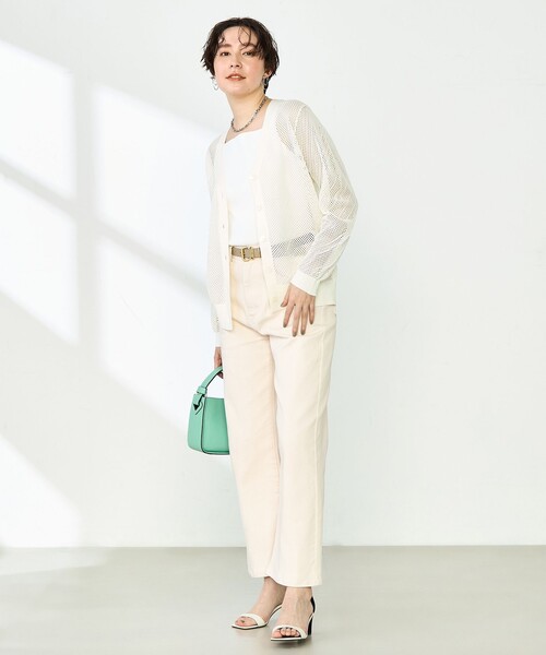 NOLLEY’S(ノーリーズ)の「《手洗い可能》メッシュ長袖Vネックカーディガン(カーディガン/ボレロ・レディース・オフホワイト/ミント/サーモンピンク・38)」の11枚目の写真