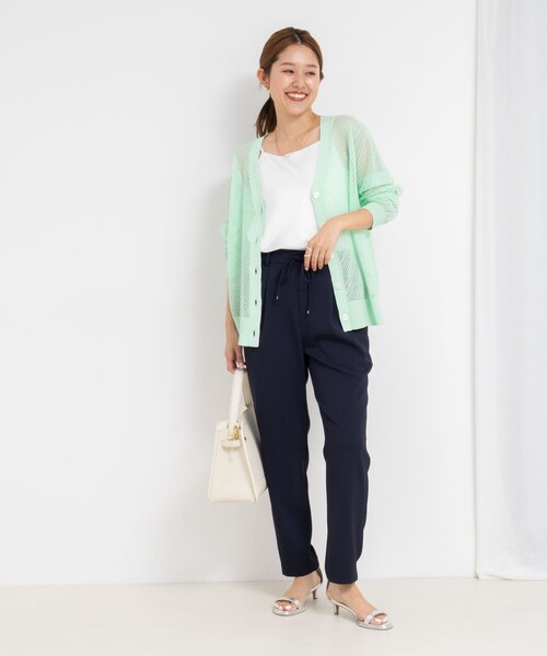 NOLLEY’S(ノーリーズ)の「《手洗い可能》メッシュ長袖Vネックカーディガン(カーディガン/ボレロ・レディース・オフホワイト/ミント/サーモンピンク・38)」の18枚目の写真