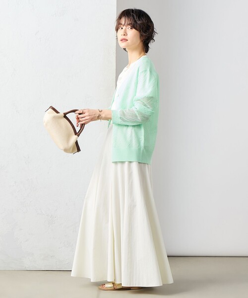 NOLLEY’S(ノーリーズ)の「《手洗い可能》メッシュ長袖Vネックカーディガン(カーディガン/ボレロ・レディース・オフホワイト/ミント/サーモンピンク・38)」の22枚目の写真