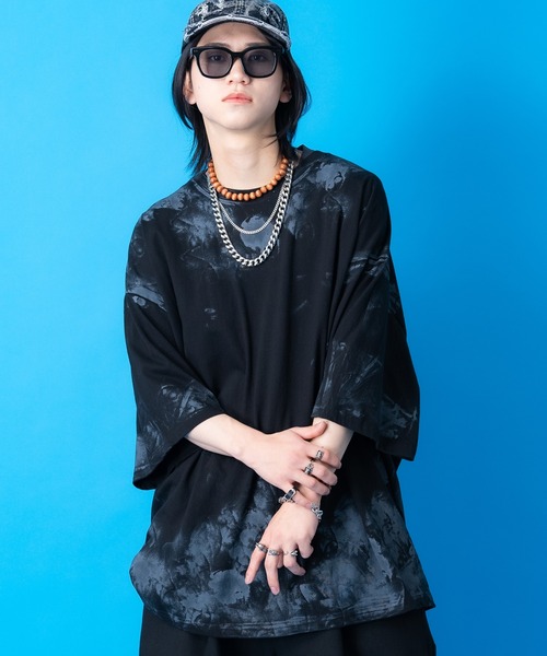 a.p.o.v.(エーピーオービー)の「a.p.o.v. ダートペイントオーバーサイズTシャツ(Tシャツ/カットソー・メンズ・ブラック/ホワイト・ONESIZE)」の2枚目の写真