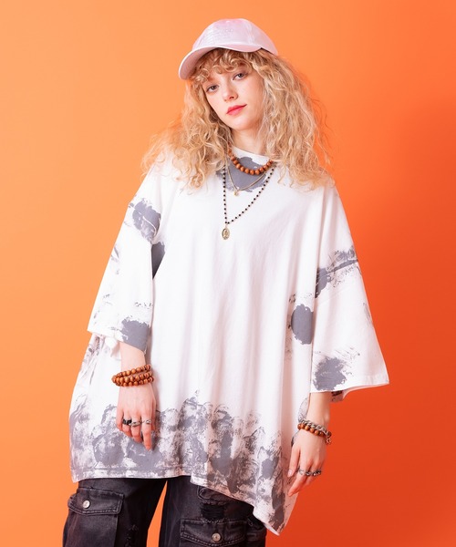 a.p.o.v.(エーピーオービー)の「a.p.o.v. ダートペイントオーバーサイズTシャツ(Tシャツ/カットソー・メンズ・ブラック/ホワイト・ONESIZE)」の4枚目の写真