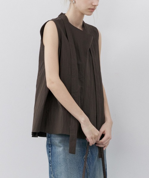 tageechita（タジチタ）の「【tageechita】ドレープネックリボン付きプリーツブラウス（シャツ/ブラウス・レディース・ブラウン・S/M/L）」の6枚目の写真
