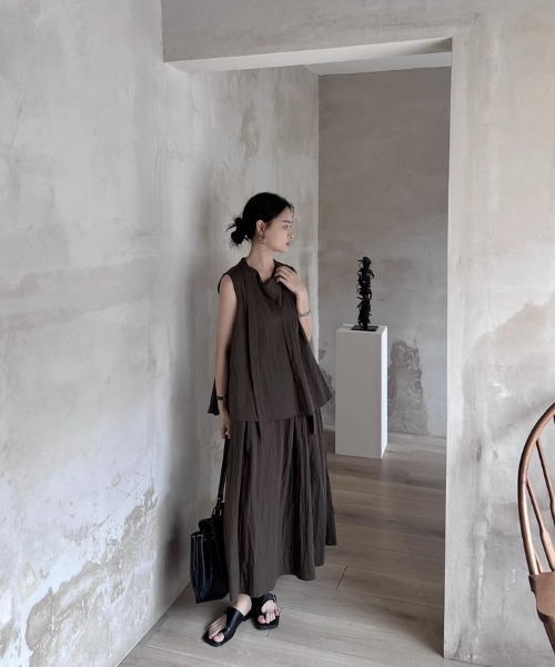 tageechita（タジチタ）の「【tageechita】ボウタイ ノースリーブブラウス（シャツ/ブラウス・レディース・ブラウン・M/S/L）」の12枚目の写真