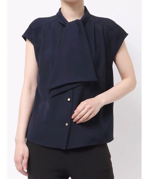 ブラウス シャツ サテンボウタイフレンチブラウス レディース TONAL ブラウス シャツ サテンボウタイフレンチブラウス