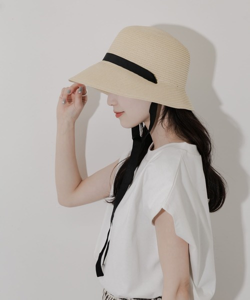 SMELLY（スメリー）の「ペーパーリボンハット（ハット・レディース・アイボリー/ベージュ・-）」の8枚目の写真