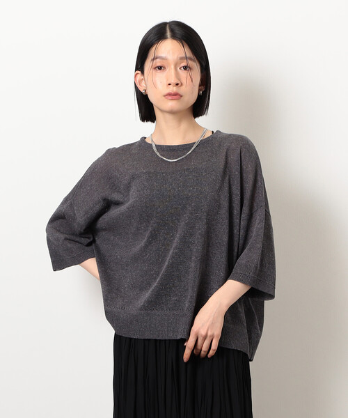 COMME CA ISM（コムサイズム）の「リネン混 5分袖ニット（ニット