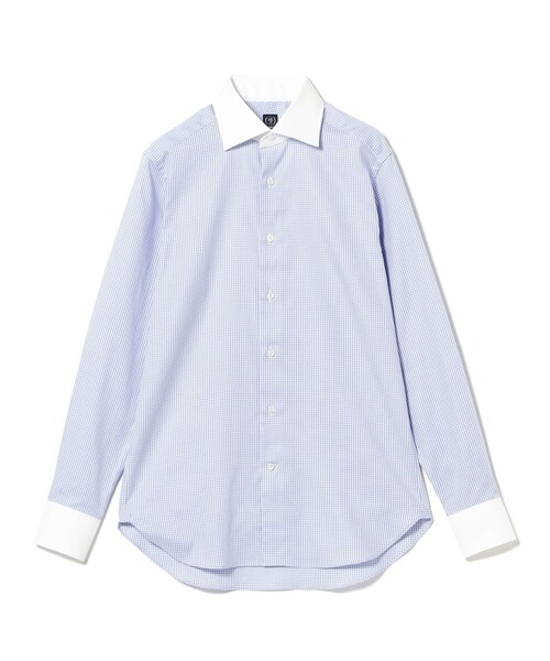 BEAMS F（ビームスエフ）の「コットン チェック ワイドカラー クレリック シャツ（シャツ/ブラウス・メンズ・サックスブルー・42/41/40/39/37/38）」の4枚目の写真