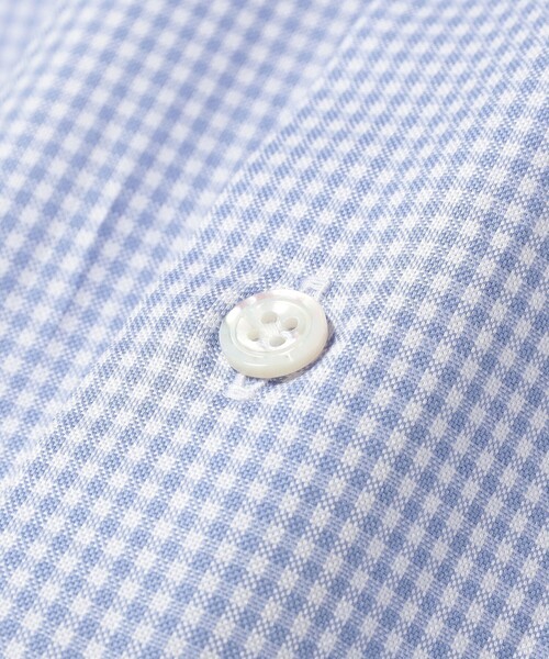 BEAMS F（ビームスエフ）の「コットン チェック ワイドカラー クレリック シャツ（シャツ/ブラウス・メンズ・サックスブルー・42/41/40/39/37/38）」の7枚目の写真