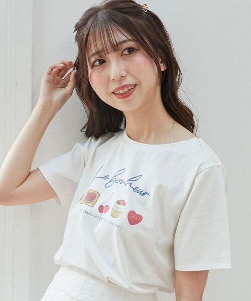 MAJESTIC LEGON（マジェスティックレゴン）の「スイートモチーフTシャツ（Tシャツ/カットソー・レディース・オートミール/ブルー系その他2/レッド系その他2・MEDIUM）」の2枚目の写真