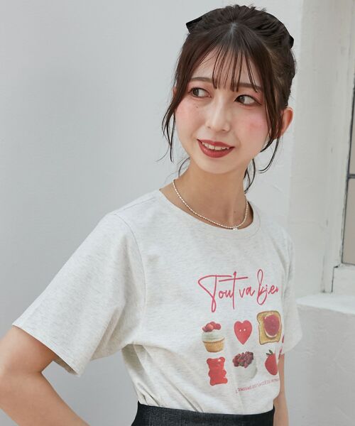 MAJESTIC LEGON（マジェスティックレゴン）の「スイートモチーフTシャツ（Tシャツ/カットソー・レディース・オートミール/ブルー系その他2/レッド系その他2・MEDIUM）」の7枚目の写真