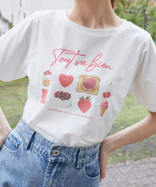 MAJESTIC LEGON（マジェスティックレゴン）の「スイートモチーフTシャツ（Tシャツ/カットソー・レディース・オートミール/ブルー系その他2/レッド系その他2・MEDIUM）」の18枚目の写真