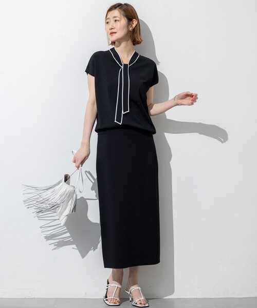 セール】【洗える】レーヨンポリエステルストレッチ ボウタイ ニット