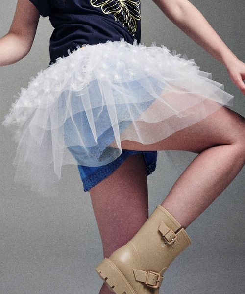 MARDI Mercredi マルディメクルディ　スパンコールタイトスカート Mardi Mercredi（マルディメクルディ）の「VOLUME MINI SKIRT
