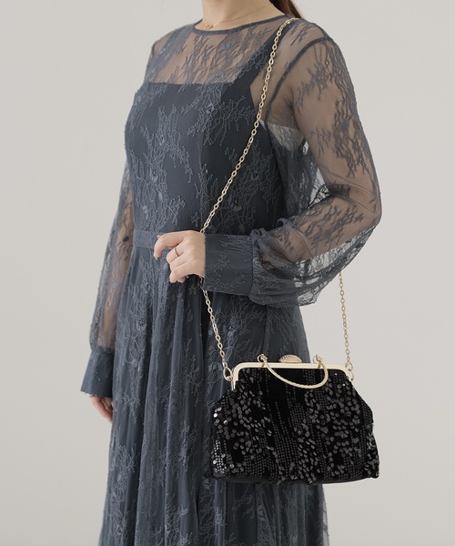 Lace Ladies（レースレディース）の「3WAY スパンコール ビジュー がま口 パーティーバッグ（クラッチバッグ・レディース・グレー/アイボリー/ブラック・FREE）」の11枚目の写真