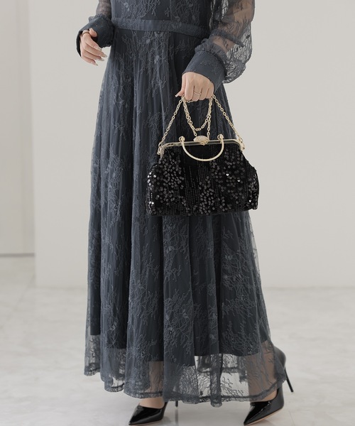 Lace Ladies（レースレディース）の「3WAY スパンコール ビジュー がま口 パーティーバッグ（クラッチバッグ・レディース・グレー/アイボリー/ブラック・FREE）」の13枚目の写真