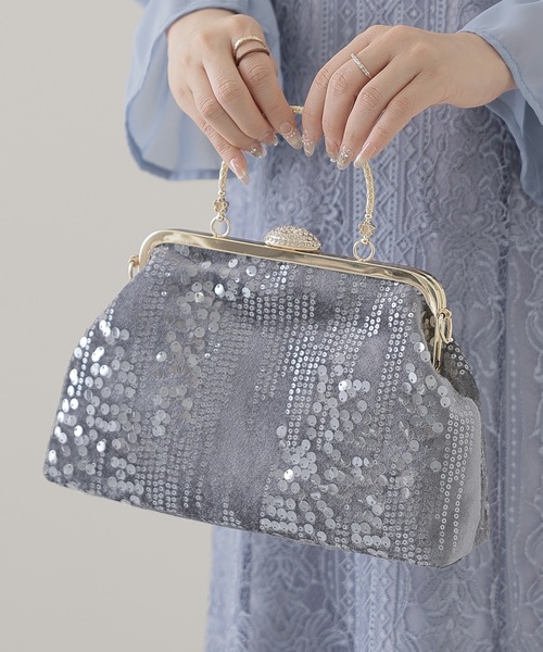 Lace Ladies（レースレディース）の「3WAY スパンコール ビジュー がま口 パーティーバッグ（クラッチバッグ・レディース・グレー/アイボリー/ブラック・FREE）」の15枚目の写真