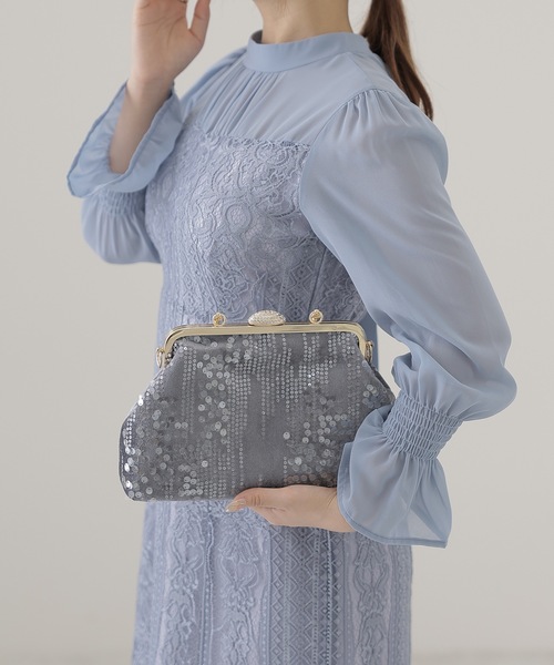 Lace Ladies（レースレディース）の「3WAY スパンコール ビジュー がま口 パーティーバッグ（クラッチバッグ・レディース・グレー/アイボリー/ブラック・FREE）」の17枚目の写真