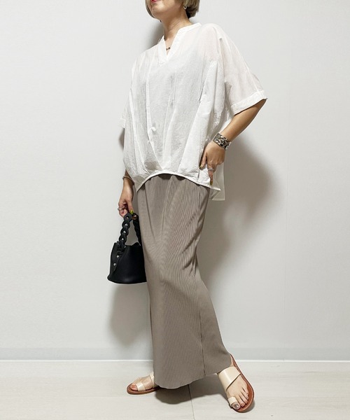 Fizz（フィズ）の「【Fizz/フィズ】　コットンキャンブリック　裾タックスキッパーブラウス（シャツ/ブラウス・レディース・ベージュ/ホワイト/ピンク系/ブラック・M）」の6枚目の写真