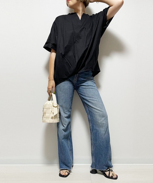 Fizz（フィズ）の「【Fizz/フィズ】　コットンキャンブリック　裾タックスキッパーブラウス（シャツ/ブラウス・レディース・ベージュ/ホワイト/ピンク系/ブラック・M）」の7枚目の写真