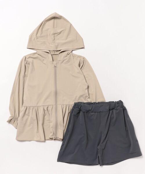 キッズ水陸両用ラッシュガードジップパーカー＆ショートパンツ（水着