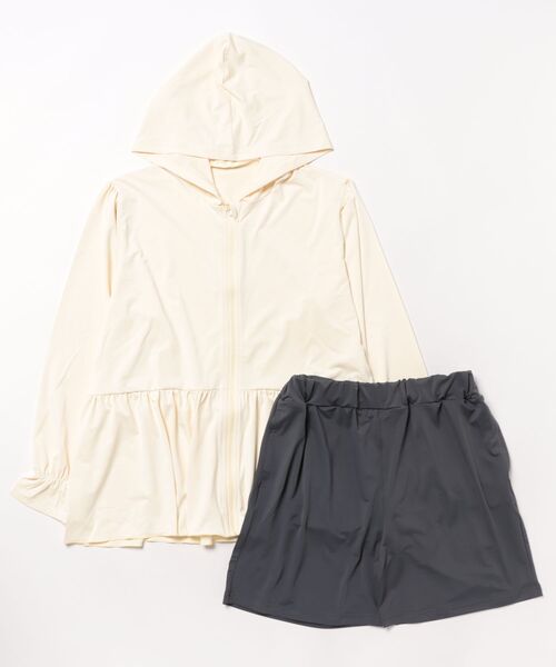 キッズ水陸両用ラッシュガードジップパーカー＆ショートパンツ（水着