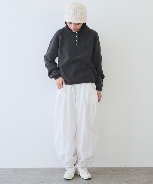 bulle de savon(ビュルデサボン)の「△ジーロンラムポロニットプルオーバー(ニット/セーター・レディース・ライトブルー/レッド/ダークブラウン・FREE)」の8枚目の写真