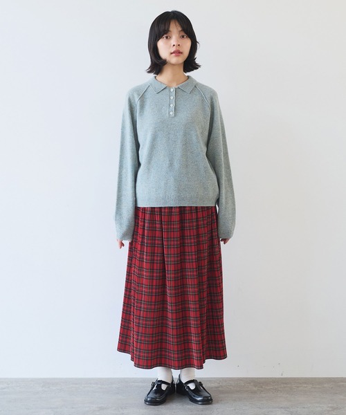 bulle de savon(ビュルデサボン)の「△ジーロンラムポロニットプルオーバー(ニット/セーター・レディース・ライトブルー/レッド/ダークブラウン・FREE)」の19枚目の写真