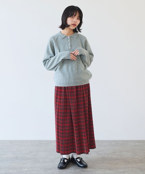 bulle de savon(ビュルデサボン)の「△ジーロンラムポロニットプルオーバー(ニット/セーター・レディース・ライトブルー/レッド/ダークブラウン・FREE)」の18枚目の写真