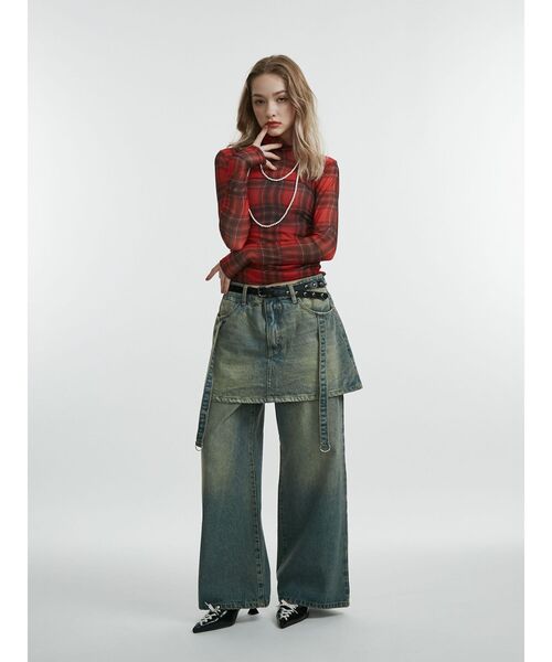 jouetie（ジュエティ）の「パターンシアートップス チェック 花柄（Tシャツ/カットソー・レディース・ベージュ/レッド/ピンク/ブラック・MEDIUM）」の17枚目の写真