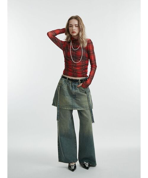 jouetie（ジュエティ）の「パターンシアートップス チェック 花柄（Tシャツ/カットソー・レディース・ベージュ/レッド/ピンク/ブラック・MEDIUM）」の18枚目の写真