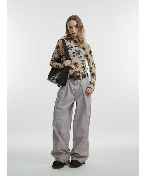 jouetie（ジュエティ）の「パターンシアートップス チェック 花柄（Tシャツ/カットソー・レディース・ベージュ/レッド/ピンク/ブラック・MEDIUM）」の14枚目の写真