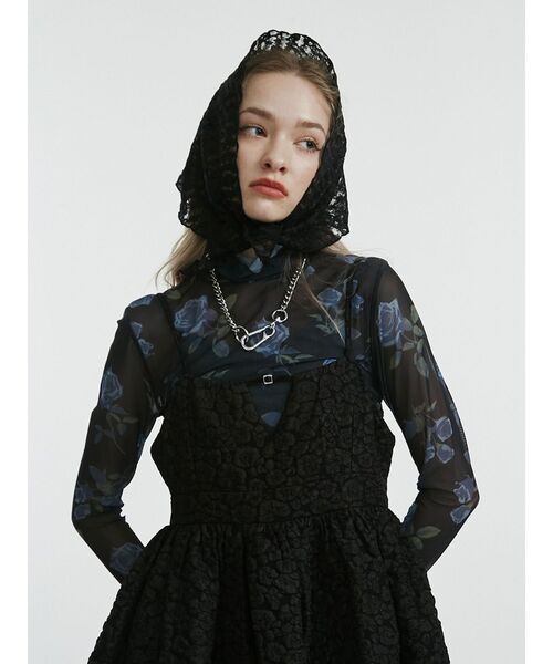 jouetie（ジュエティ）の「パターンシアートップス チェック 花柄（Tシャツ/カットソー・レディース・ベージュ/レッド/ピンク/ブラック・MEDIUM）」の7枚目の写真