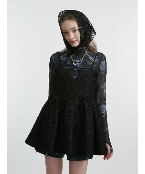 jouetie（ジュエティ）の「パターンシアートップス チェック 花柄（Tシャツ/カットソー・レディース・ベージュ/レッド/ピンク/ブラック・MEDIUM）」の8枚目の写真