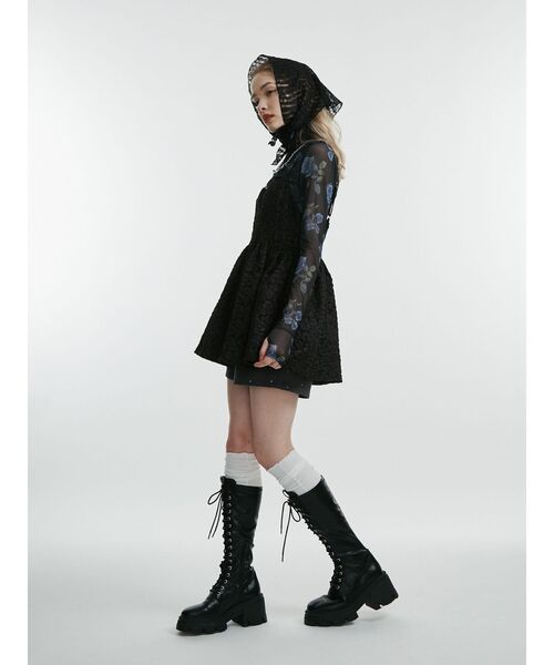 jouetie（ジュエティ）の「パターンシアートップス チェック 花柄（Tシャツ/カットソー・レディース・ベージュ/レッド/ピンク/ブラック・MEDIUM）」の10枚目の写真