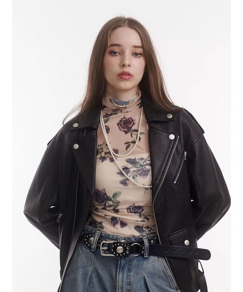 jouetie（ジュエティ）の「パターンシアートップス チェック 花柄（Tシャツ/カットソー・レディース・ベージュ/レッド/ピンク/ブラック・MEDIUM）」の19枚目の写真