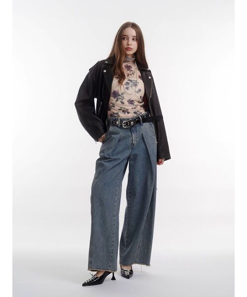 jouetie（ジュエティ）の「パターンシアートップス チェック 花柄（Tシャツ/カットソー・レディース・ベージュ/レッド/ピンク/ブラック・MEDIUM）」の21枚目の写真