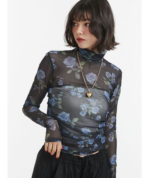 jouetie（ジュエティ）の「パターンシアートップス チェック 花柄（Tシャツ/カットソー・レディース・ベージュ/レッド/ピンク/ブラック・MEDIUM）」の22枚目の写真