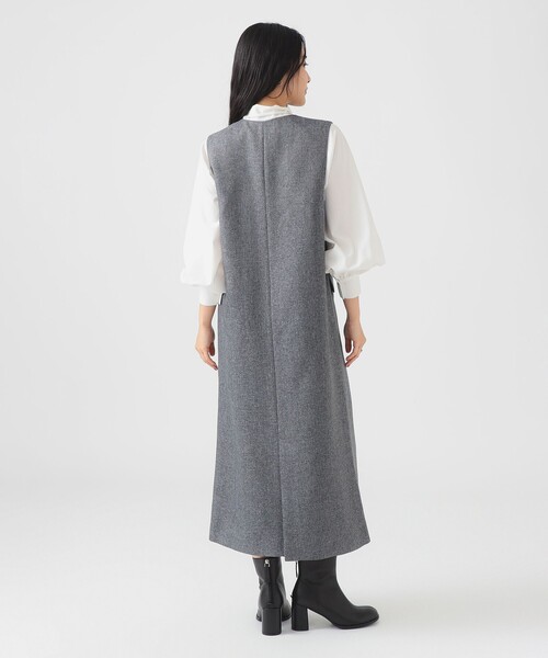 B:MING by BEAMS(ビーミングバイビームス)の「Vネック ジャンパー スカート (洗濯可)(ワンピース・レディース・ブラウン系その他/グレー・MEDIUM/SMALL)」の5枚目の写真