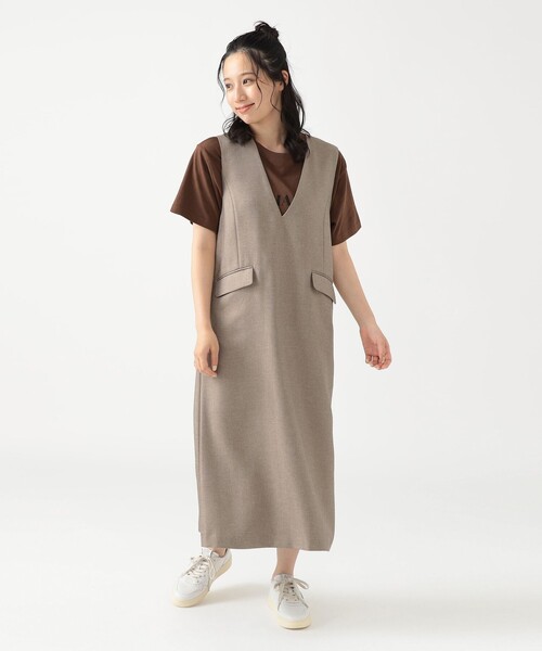 B:MING by BEAMS(ビーミングバイビームス)の「Vネック ジャンパー スカート (洗濯可)(ワンピース・レディース・ブラウン系その他/グレー・MEDIUM/SMALL)」の7枚目の写真