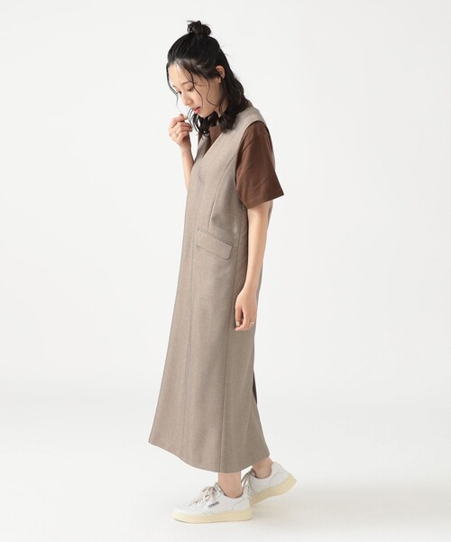 B:MING by BEAMS(ビーミングバイビームス)の「Vネック ジャンパー スカート (洗濯可)(ワンピース・レディース・ブラウン系その他/グレー・MEDIUM/SMALL)」の8枚目の写真