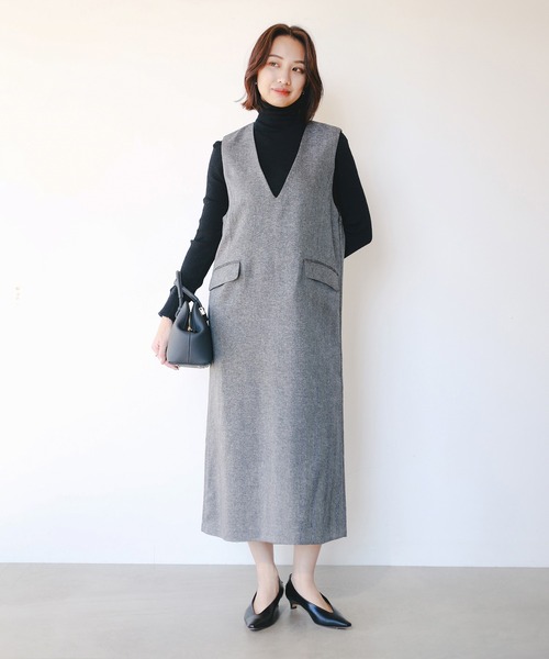 B:MING by BEAMS(ビーミングバイビームス)の「Vネック ジャンパー スカート(S~M)(ワンピース・レディース・ブラウン系その他/グレー・MEDIUM/SMALL)」の17枚目の写真