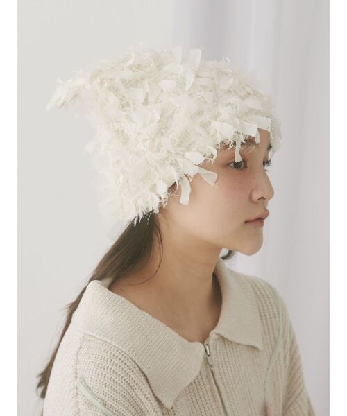 merry jenny（メリージェニー）の「fuwafuwa knit hat（ニットキャップ/ビーニー・レディース・ブラック/アイボリー・FREE）」の8枚目の写真
