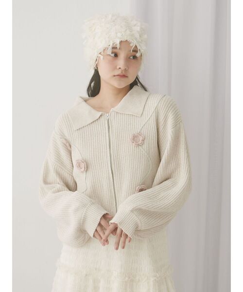 merry jenny（メリージェニー）の「fuwafuwa knit hat（ニットキャップ/ビーニー・レディース・ブラック/アイボリー・FREE）」の10枚目の写真