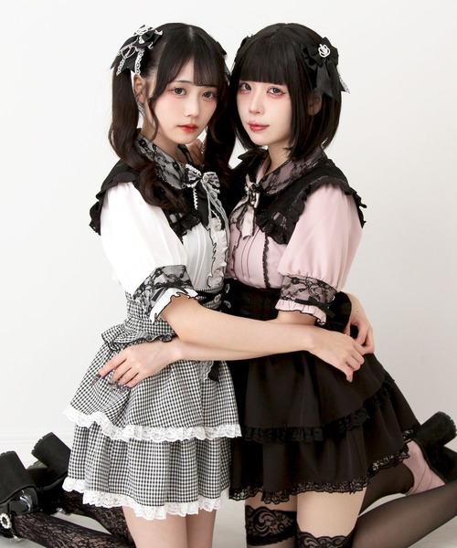 DearMyLove(ディアマイラブ)の「レース重ねフリルリボンビジューブラウス(シャツ/ブラウス・レディース・ブルーグレー/ホワイト×ブラック/ブラック/ブラック×ピンク/ホワイト・MEDIUM/LARGE/LL/3L)」の9枚目の写真