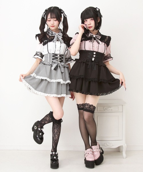 DearMyLove(ディアマイラブ)の「レース重ねフリルリボンビジューブラウス(シャツ/ブラウス・レディース・ブルーグレー/ホワイト×ブラック/ブラック/ブラック×ピンク/ホワイト・MEDIUM/LARGE/LL/3L)」の11枚目の写真