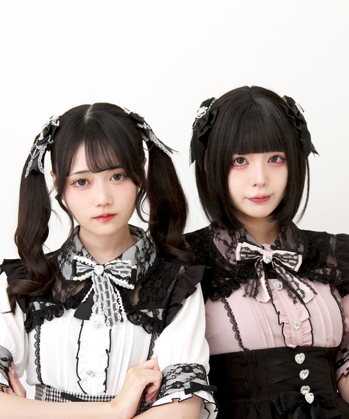 DearMyLove(ディアマイラブ)の「レース重ねフリルリボンビジューブラウス(シャツ/ブラウス・レディース・ブルーグレー/ホワイト×ブラック/ブラック/ブラック×ピンク/ホワイト・MEDIUM/LARGE/LL/3L)」の15枚目の写真