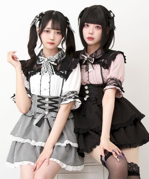DearMyLove(ディアマイラブ)の「レース重ねフリルリボンビジューブラウス(シャツ/ブラウス・レディース・ブルーグレー/ホワイト×ブラック/ブラック/ブラック×ピンク/ホワイト・MEDIUM/LARGE/LL/3L)」の17枚目の写真