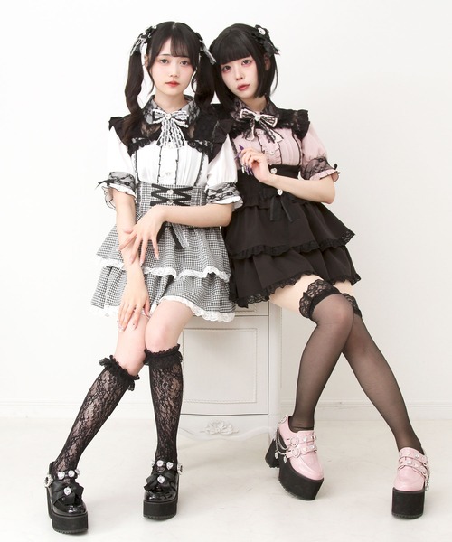 DearMyLove(ディアマイラブ)の「レース重ねフリルリボンビジューブラウス(シャツ/ブラウス・レディース・ブルーグレー/ホワイト×ブラック/ブラック/ブラック×ピンク/ホワイト・MEDIUM/LARGE/LL/3L)」の18枚目の写真