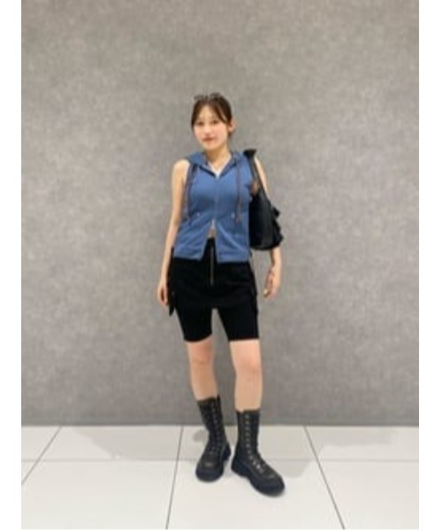 LAGUA GEM（ラグアジェム）の「LOOSE ARM NOSLEEVE フーディ（タンクトップ・レディース・チャコールグレー/ダークブルー/カーキ・FREE）」の7枚目の写真
