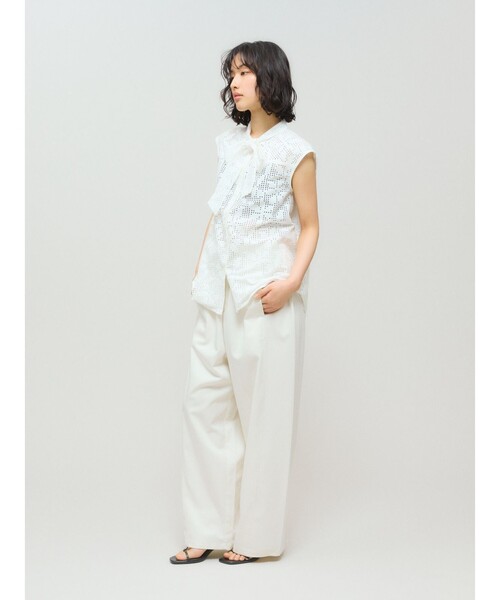 セール】MIDIUMISOLID for Ladies レースボウタイノースリーブ